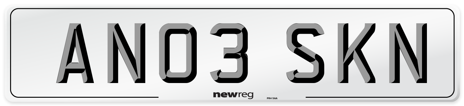 AN03 SKN Number Plate from New Reg